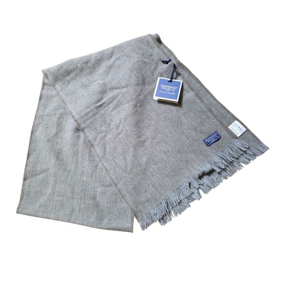 Faribault Woolen Mill Company Gray 100% Wool Fringe Scarf NWT Herringbone Mocha - Picture 1 of 9
